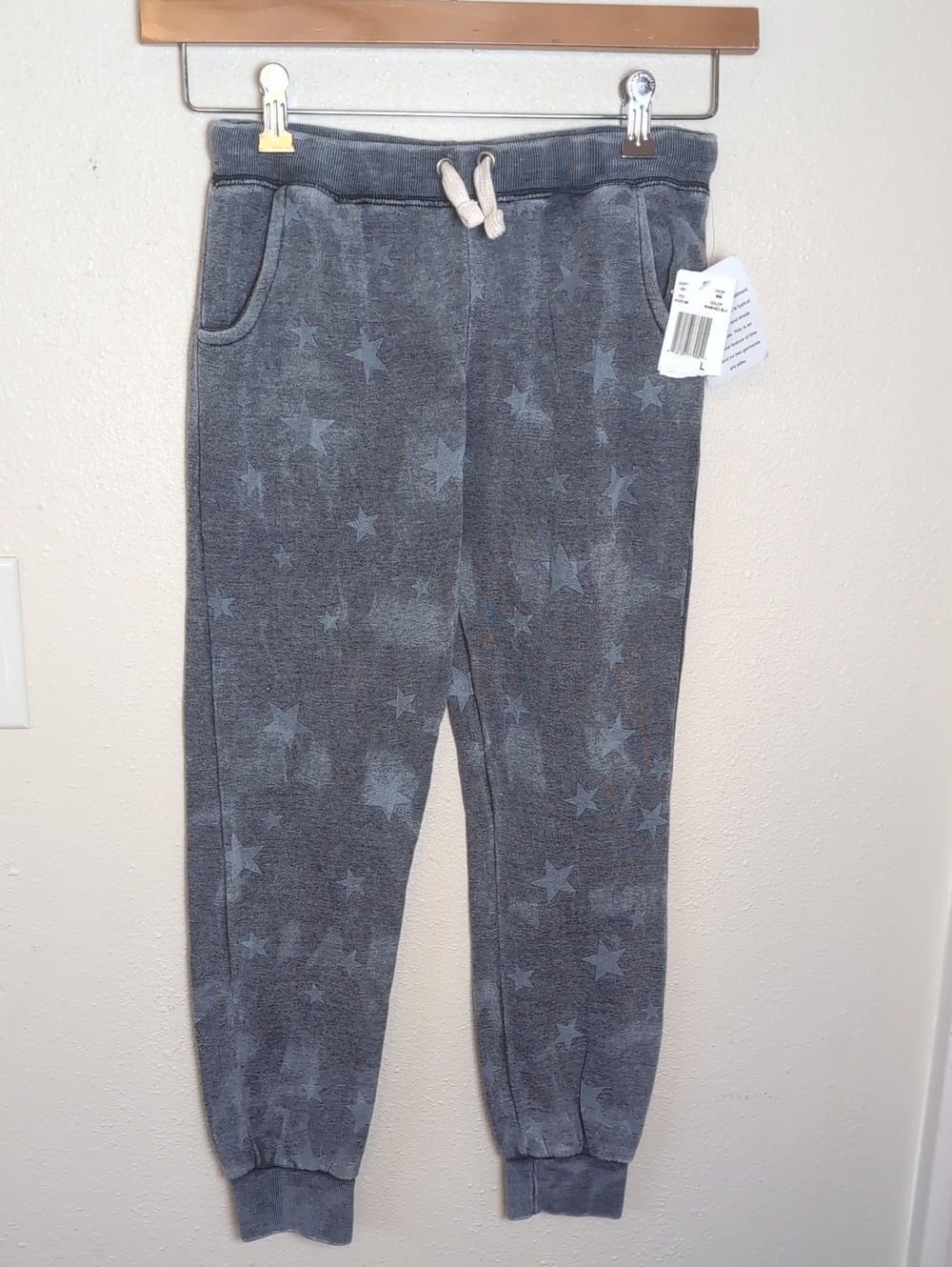 Kids Star-Print Grey Jogger Pants L